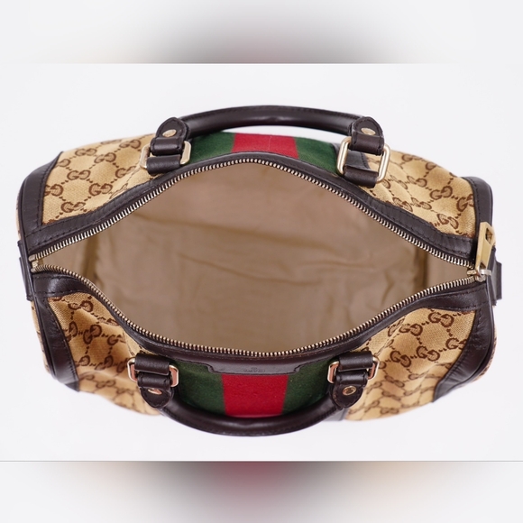 BA04❤️ Gucci GG Monogram Web Boston Bag - Picture 11 of 15